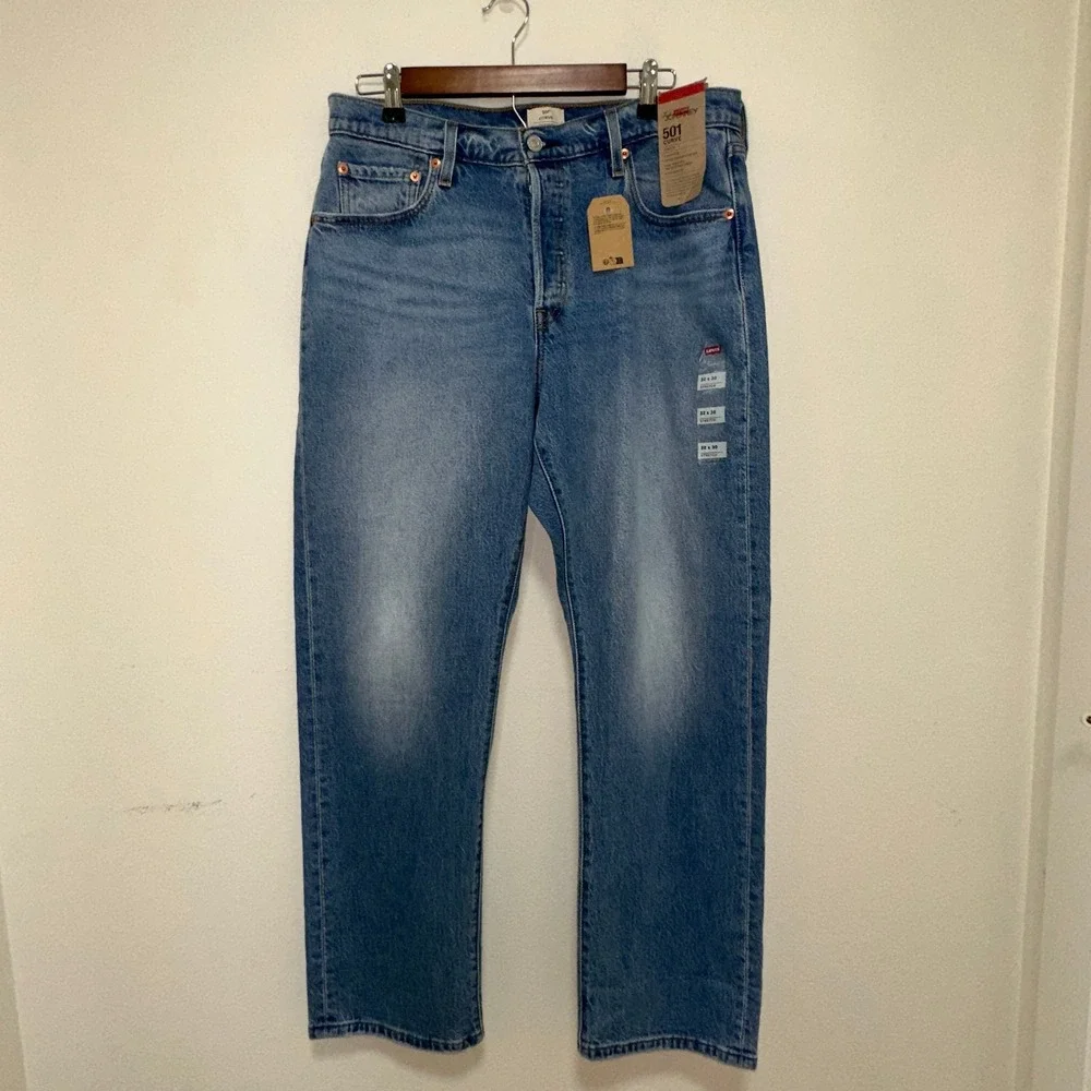 Levis 501 Curve Straight Leg Jeans Womens 32 Blue NEW High Rise‎ Stretch Denim